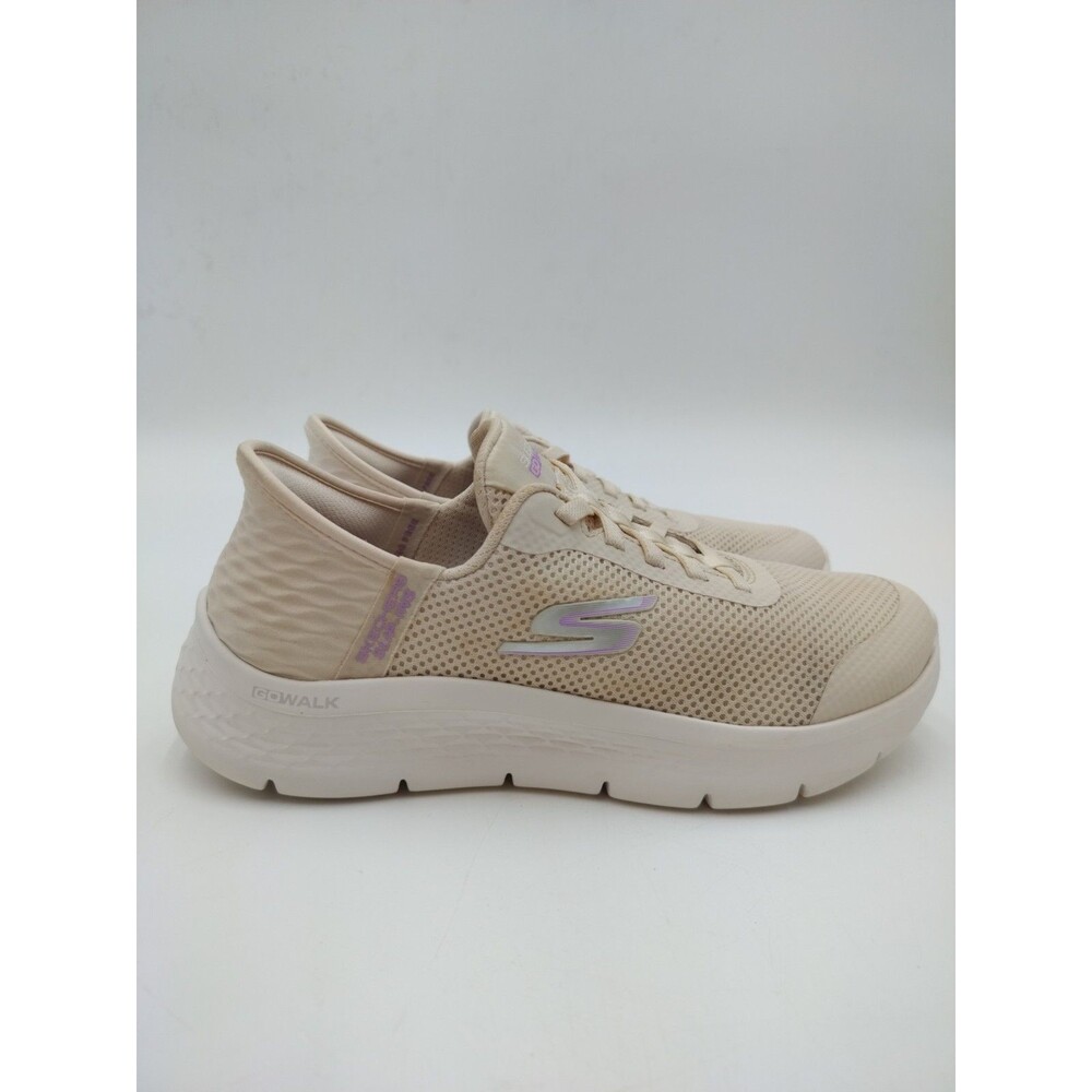 SKECHERS Size 7 Women’s Slip Ins Cream Purple Color No tie Slip On Sneakers